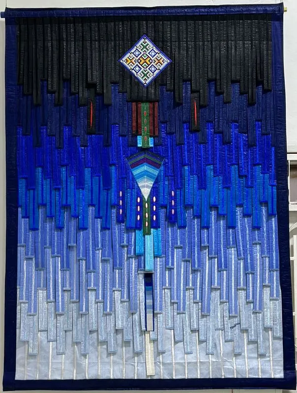 Abdoulaye Konaté, Maghreb motif sur fond bleu, 2024