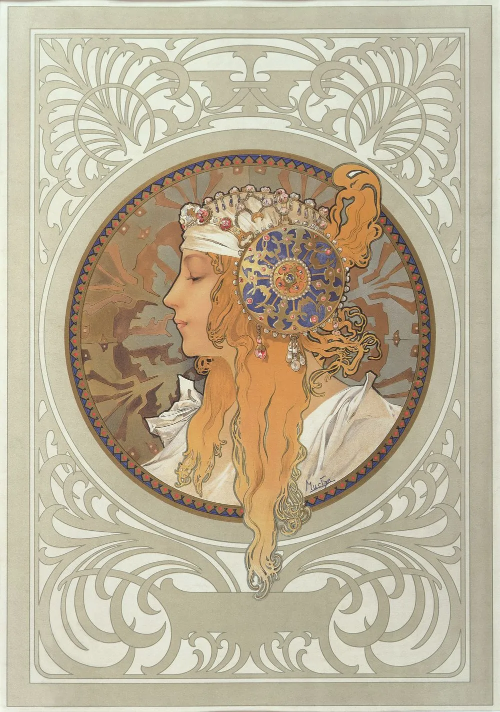 Alphonse Mucha, Byzantine Heads: Blonde, 1897