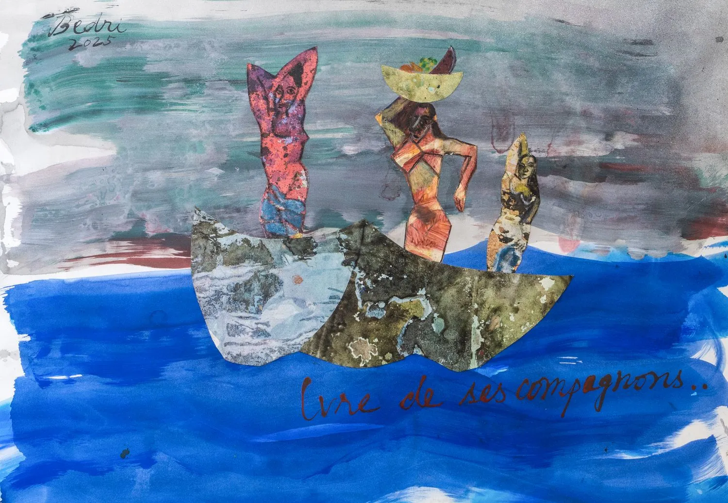 Bedri Baykam, Ivre de ses Compagnons...2025. Mixed media on paper, 81,5x111,5 cm