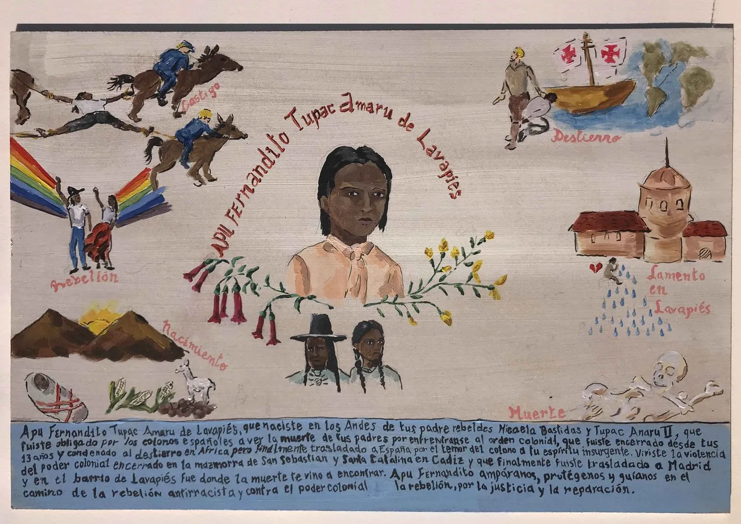 Daniela Ortiz, Anti-colonial prayer to Fernandito Tupac Amaru Bastidas, 2020