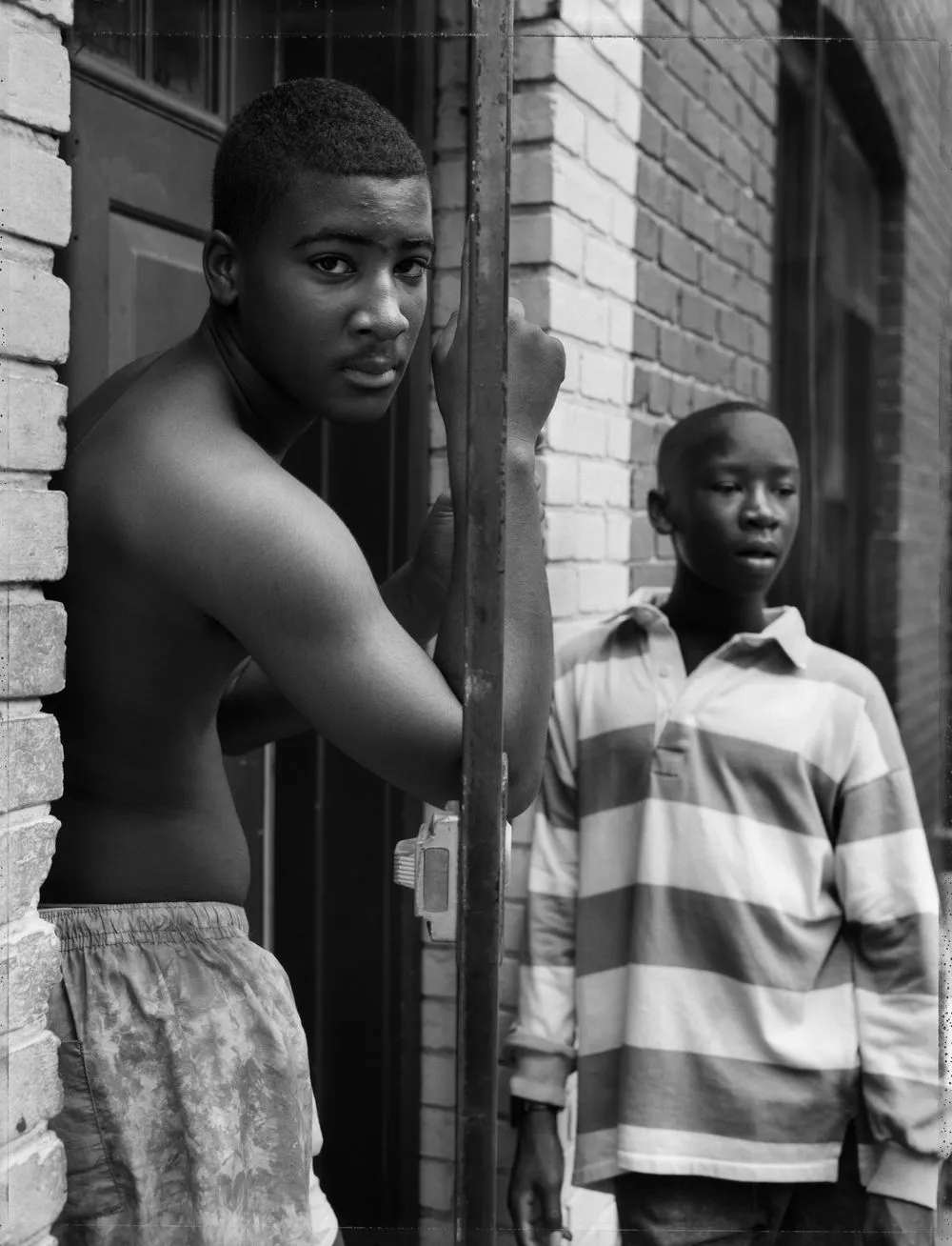 Dawoud Bey, Two Boys Carrollsburg Place, Washington, DC, from the series Street Portraits, 1989.