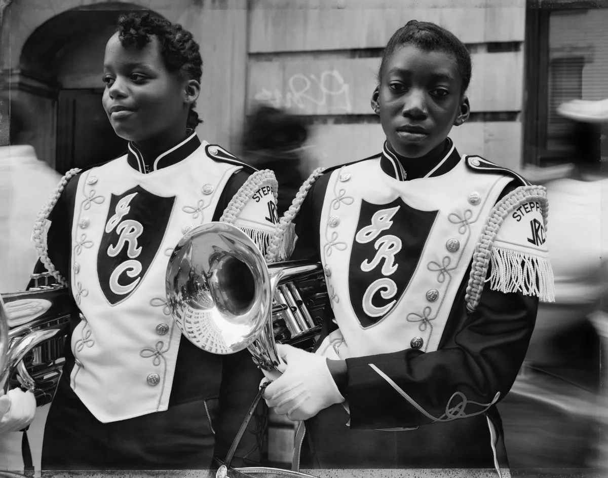 Dawoud Bey, Two Girls from a Marching Band, Harlem, NY, from the series Street Portraits, 1990.