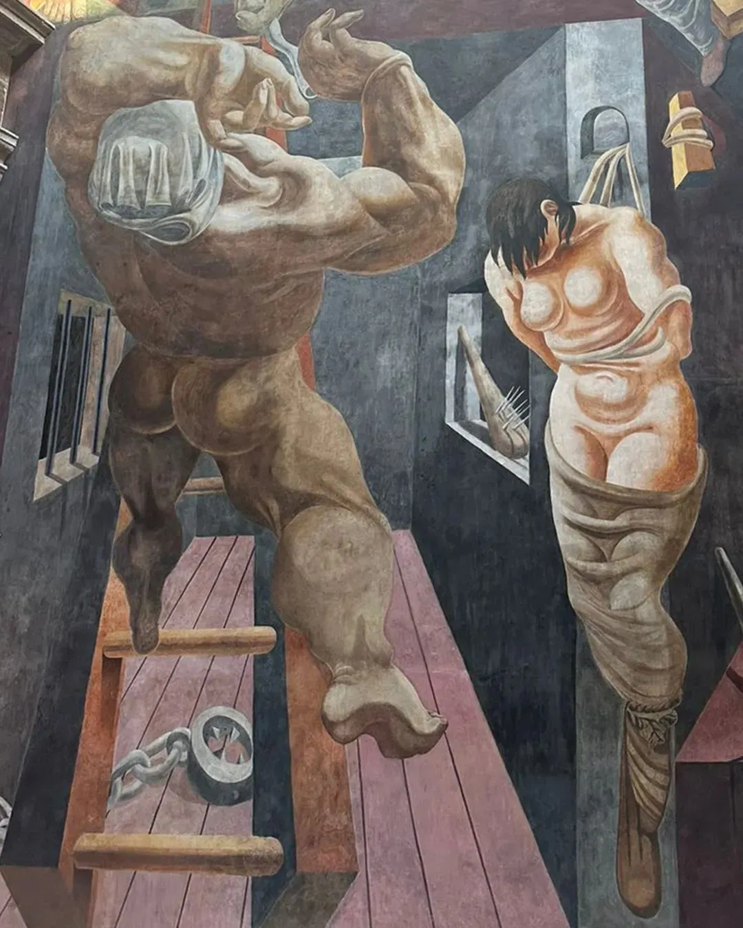 Detail of mural ‘The Struggle Against Terrorism,’ 1935 after restoration