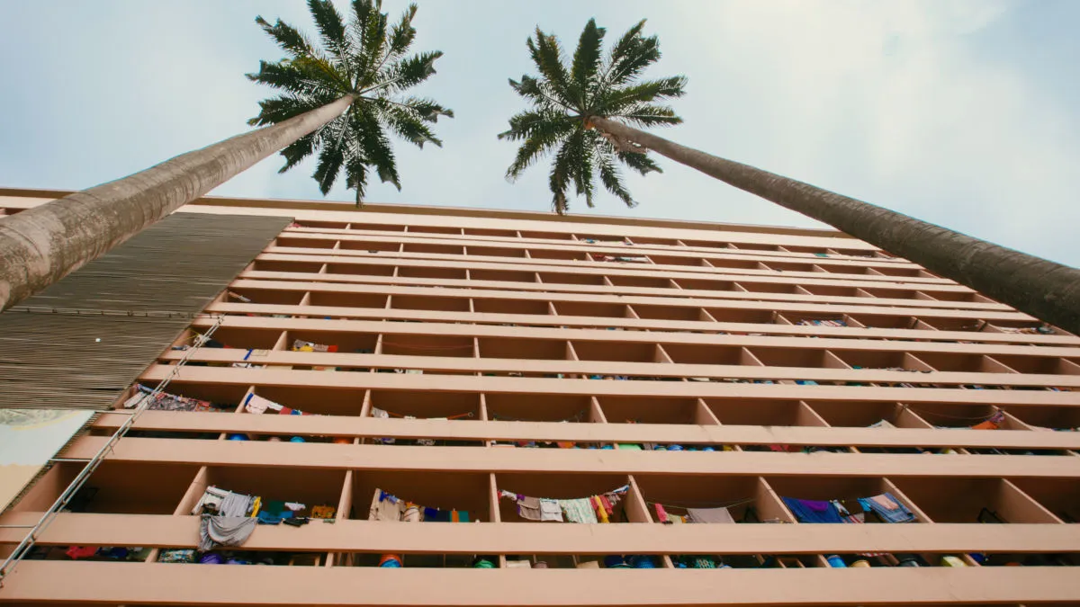 Film still of Unity Hall, KNUST, Kumasi by John Owuso Addo and Miro Marasović - for 'Tropical Modernism - Architecture and Independence' © Victoria and Albert Museum, London