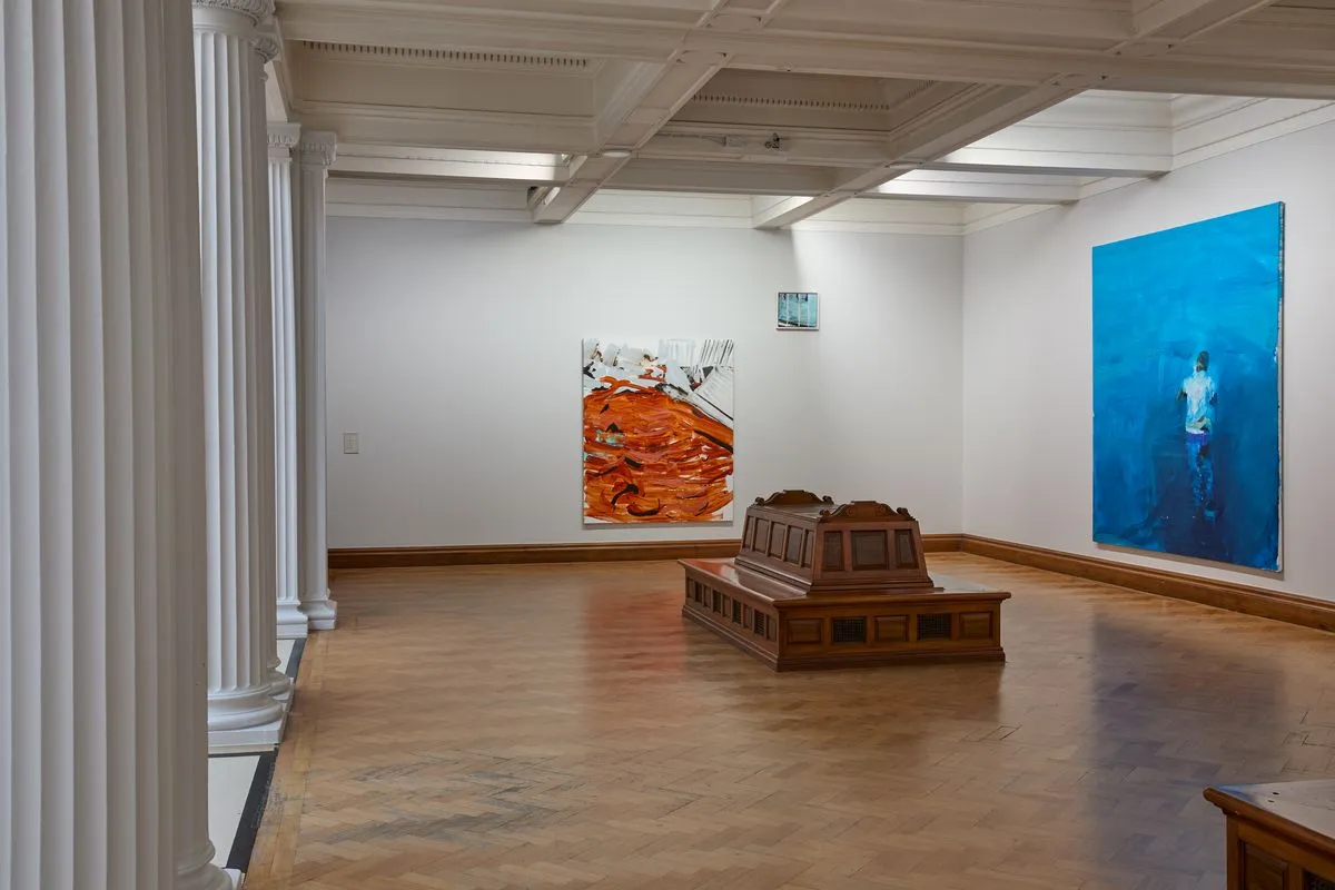 Installation view of Brian Maguire's La Grande Illusion at Hugh Lane Gallery