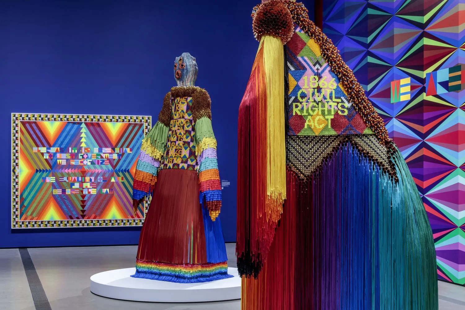 Installation view of Jeffrey Gibson- the space in which to place me at The Broad, Los Angeles, May 10 to September 28, 2025