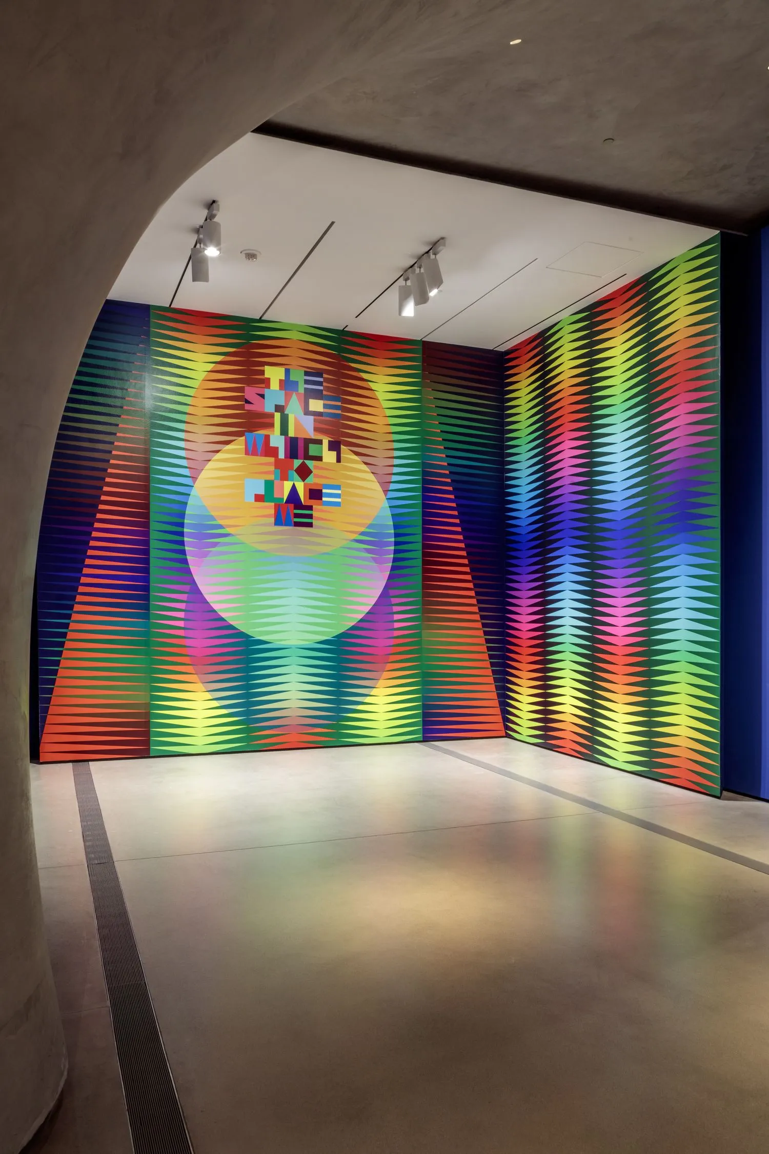 Installation view of Jeffrey Gibson: the space in which to place me at The Broad, Los Angeles, May 10 to September 28, 2025. Photo by Joshua White/JWPictures.com, courtesy of The Broad