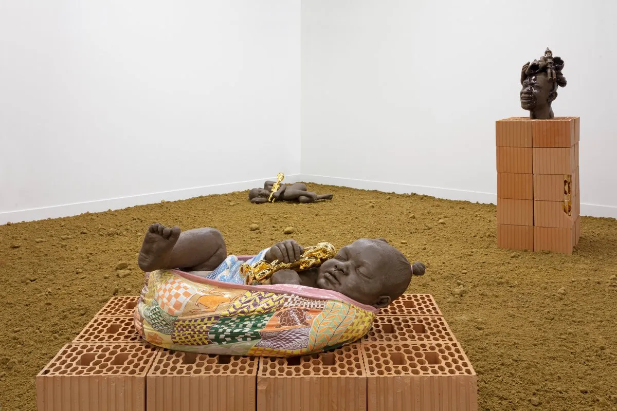 Installation view of Victor Fotso Nyie's Les présages du printemps at P420
