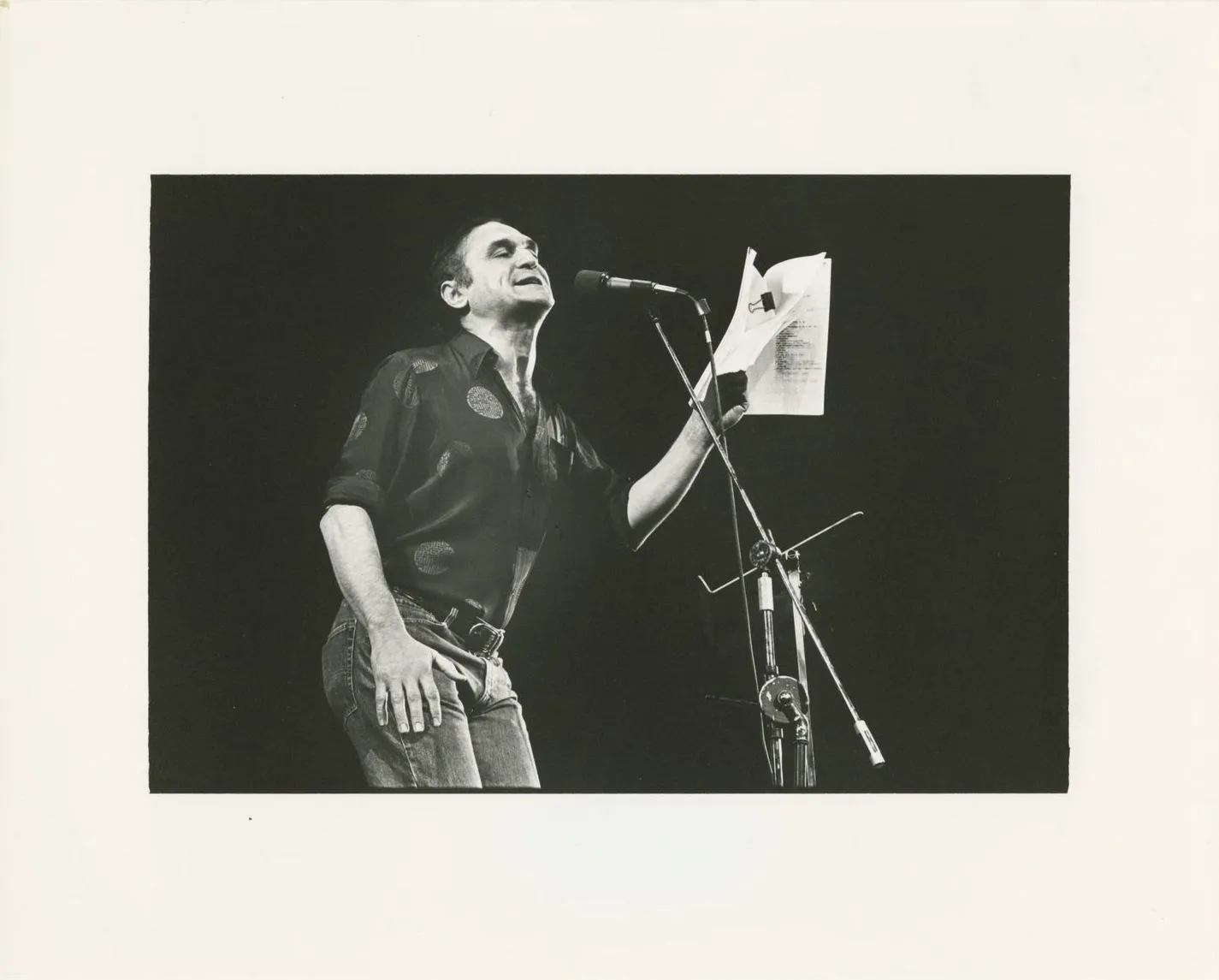 John Giorno performance, 1979, Photo by James Hamilton