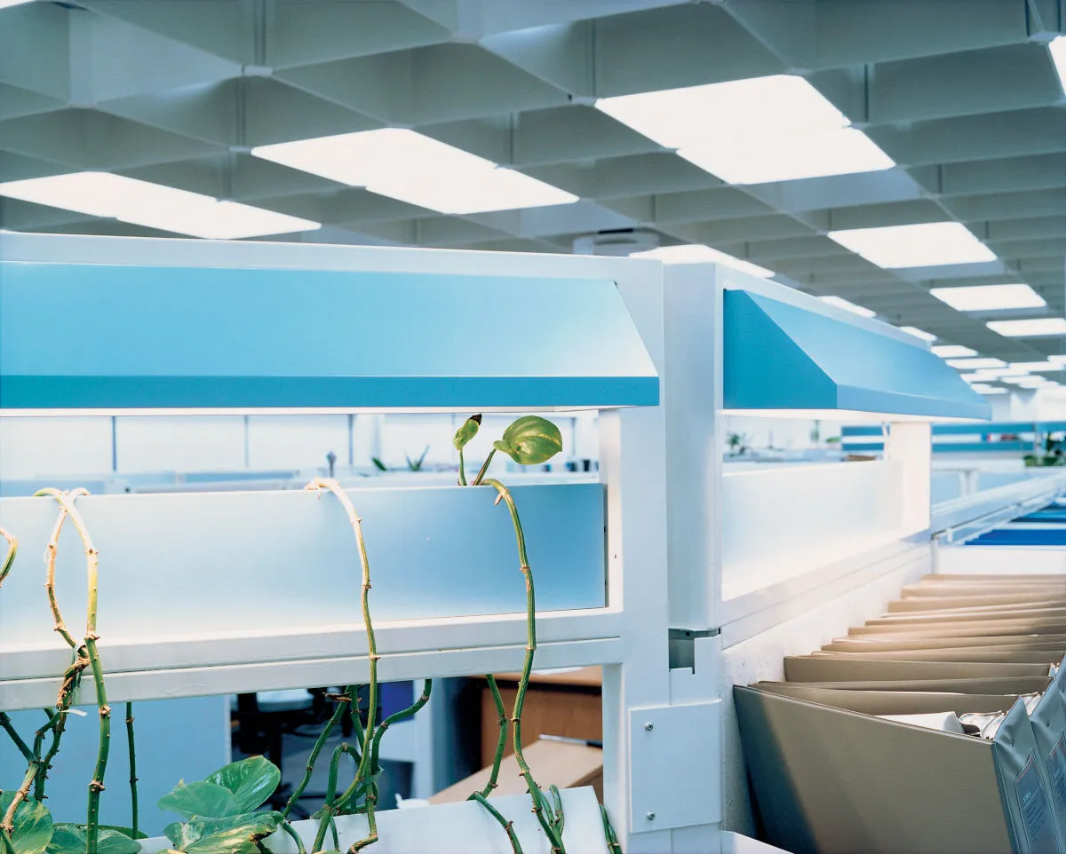Lars Tunbjörk, Office, 31: Car Manufacturer, Gothenburg, 1997, depicting office spaces that evoke Severance