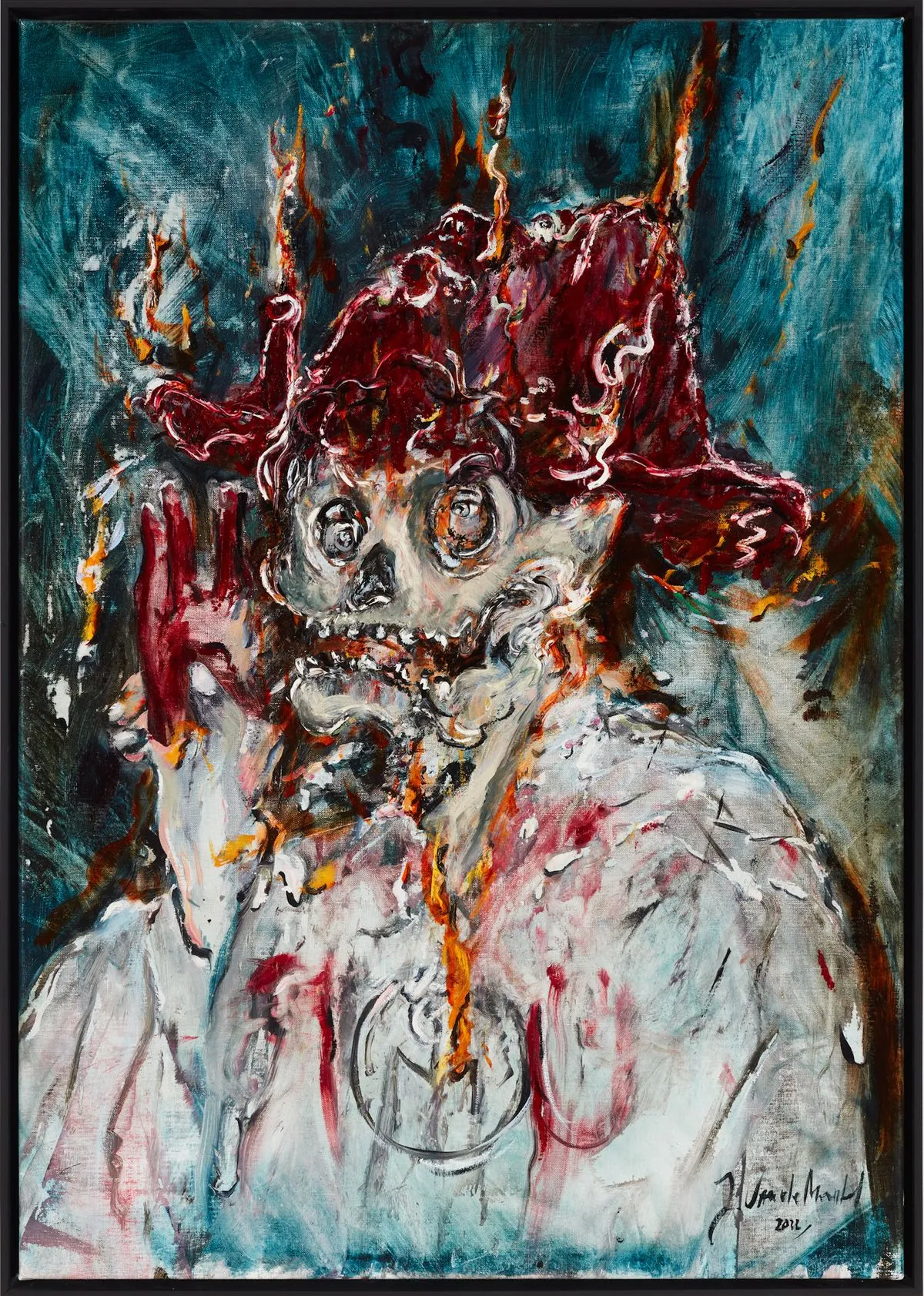 Obadia, Joris Van de Moortel, Head with wax hat, 2022