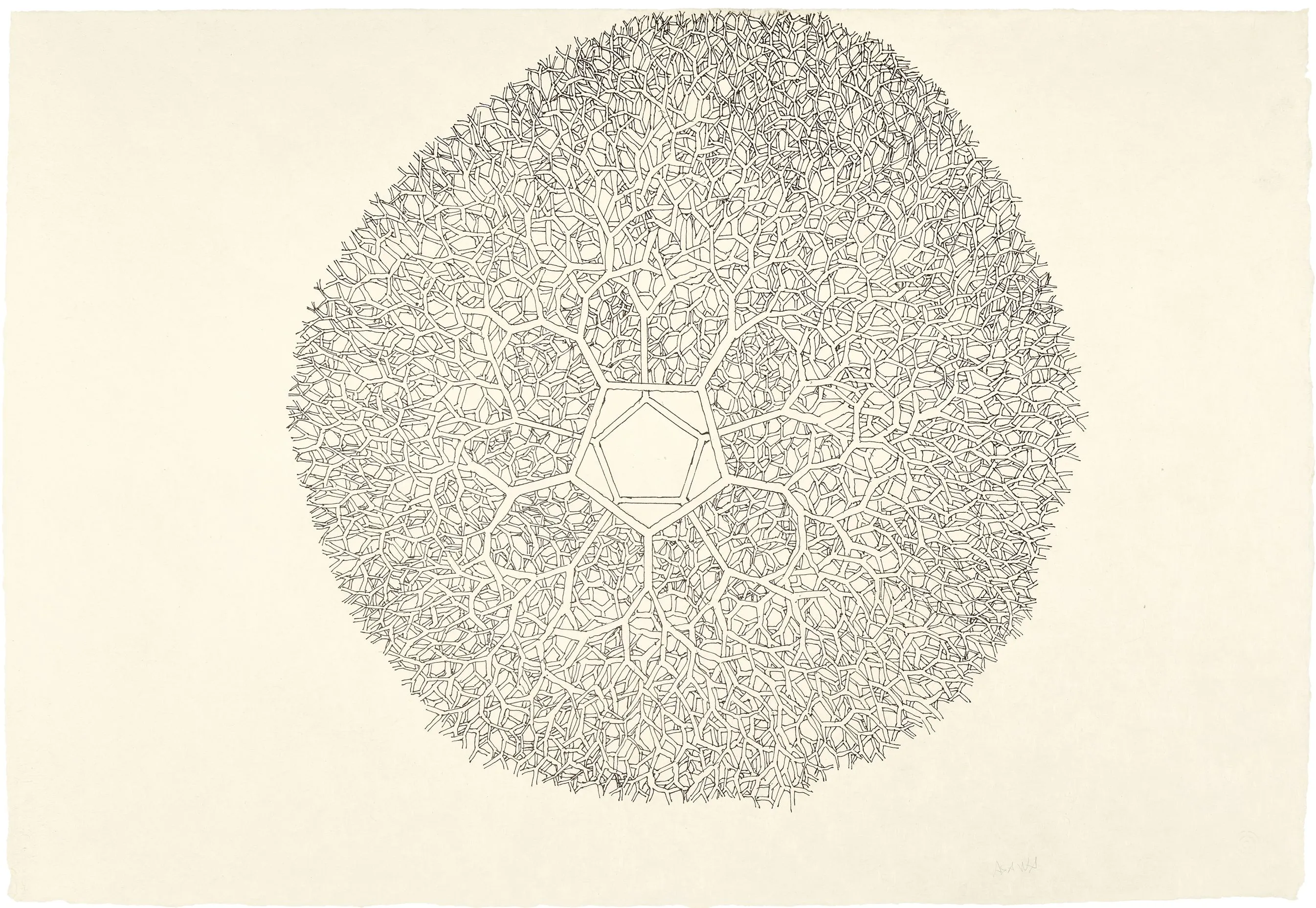 Ruth Asawa, Untitled (SD.017, Tied-Wire Sculpture Drawing with Open Pentagon in Center), 1980s to mid-1990s