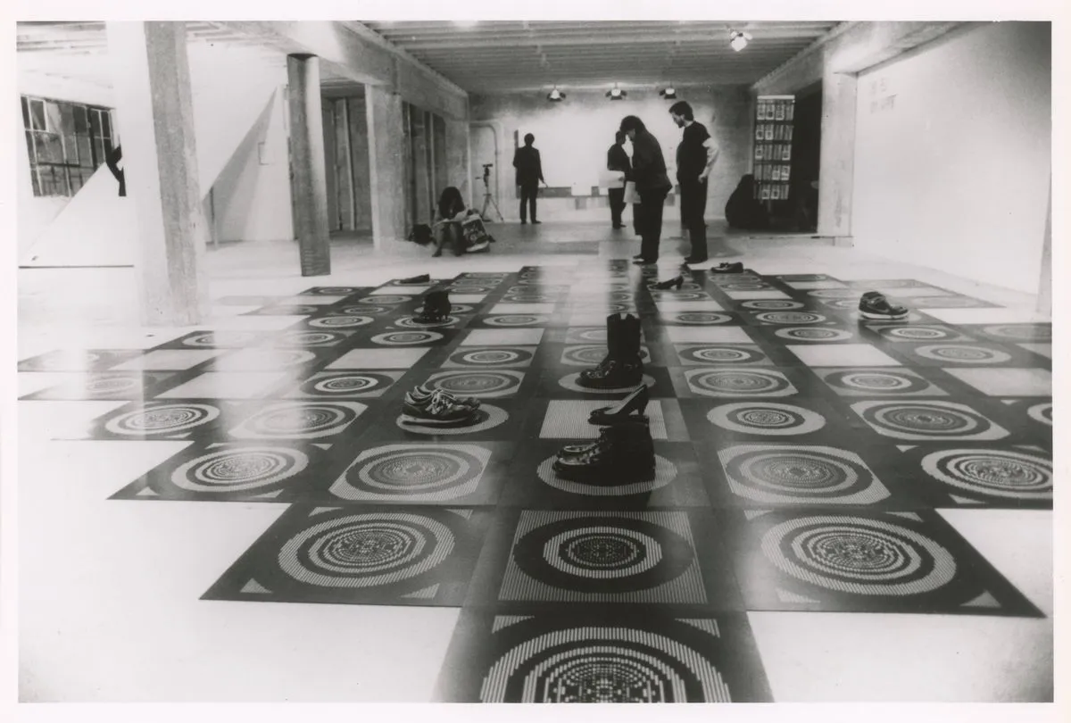 Sonya Rapoport, Shoe-Field Map, installation view, 1982