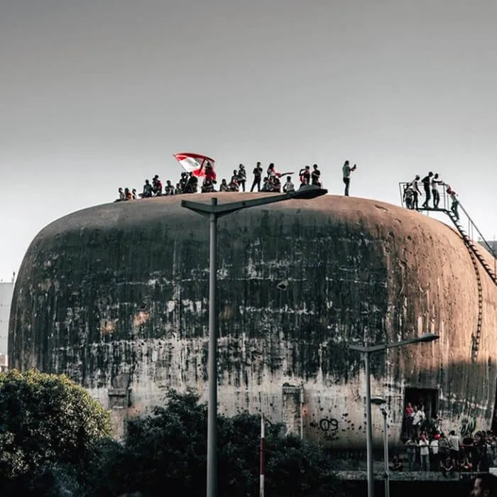The Egg during the 2019 protests